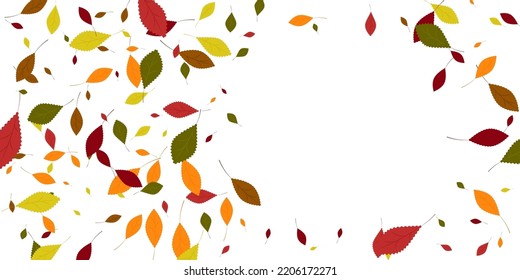 Leaves. Yellow, red, green, orange, brown colors. Scattered autumn leaves. Unusual abstract texture. Vector eps 10.