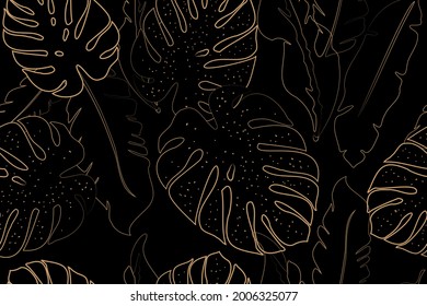 Leaves.Exotic jungle plants illustration pattern. Contemporary floral seamless pattern. Fashionable template for design. vector texture suitable for textiles, covers, wallpaper, fabric