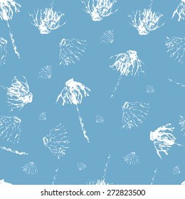 Leaves,flowers hand drawn grunge background seamless pattern. Vector