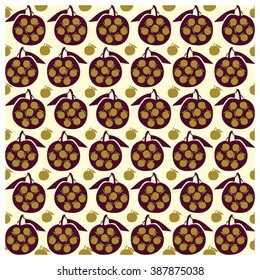 Leaves,fruits and Flowers seamless pattern