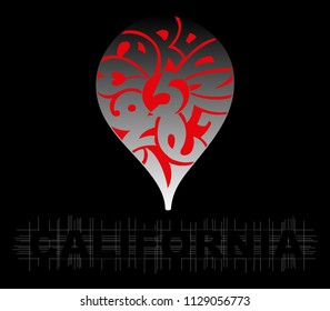 Leaving California. Hand lettering script on black background. Sign and Symbolic typography. Vector illustration.