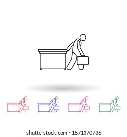 Icône multicolore laissant le travail en retard. Ligne mince simple, contour image vectorielle des personnes dans les icônes de travail pour ui et ux, site Web ou application mobile