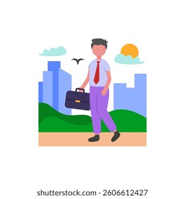 Leaving For Office Early Vector Illustration