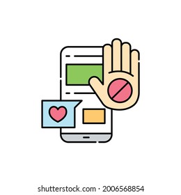 Leaving social networks сolor line icon. Life for yourself. Abandonment of other people's goals. Pictogram for web page, mobile app, promo. UI UX GUI design element. Editable stroke.