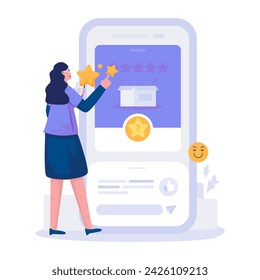 Leaving star rating feedback illustration