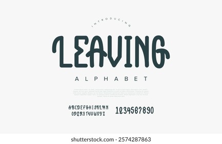 Leaving typography beauty fashion elegant minimalist serif italic fonts decorative wedding vintage retro logos. Minimal luxury font alphabet logo. Vector illustration