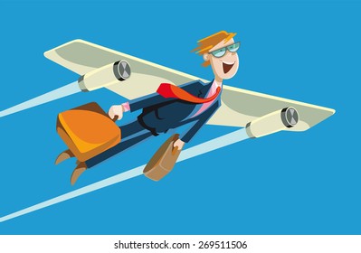 I'm leaving for vacation. vector illustration. Metaphor sent to travel using airlines.