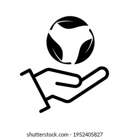leavs circle icon. Vector bio recycling degradable label logo template.