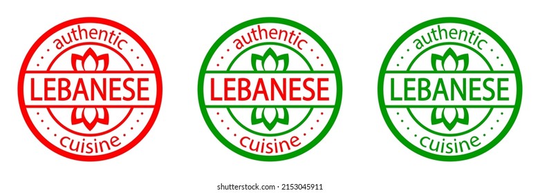 Lebanese authentic cuisine stamp. Set of Lebanese food labels. Best in town. Lebanon