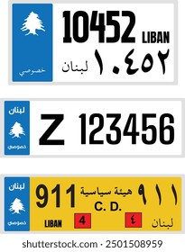 Lebanese car plate vector illustration