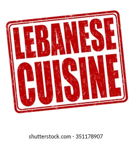 Lebanese cuisine grunge rubber stamp on white background, vector illustration