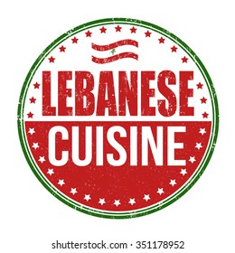 Lebanese cuisine grunge rubber stamp on white background, vector illustration