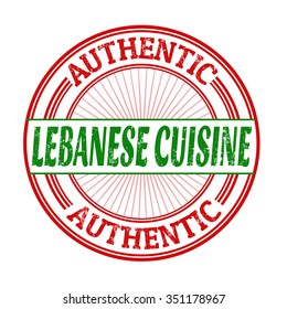 Lebanese cuisine grunge rubber stamp on white background, vector illustration