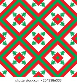 Patrón de la bandera libanesa para la decoración. Fondo de diamante. Ilustración vectorial