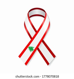 Lebanese flag stripe ribbon on white background. Vector illustration.