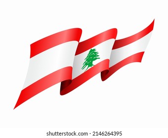 Lebanese flag wavy abstract background. Vector illustration.