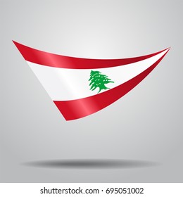 Lebanese flag wavy abstract background. Vector illustration.
