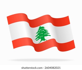 Lebanese flag wavy background layout. Vector illustration.