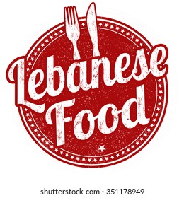 Lebanese food grunge rubber stamp on white background, vector illustration