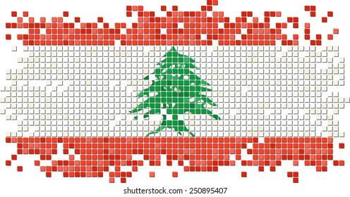 Lebanese grunge tile flag. Vector illustration Eps 8.