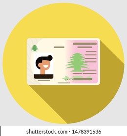 Lebanese ID flat icon with long shadow - Vector