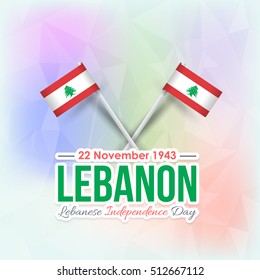 Lebanese Independence Day Low Poly Style Background. Lebanon Flag and Vector Elements National Concept Greeting Card, Poster or Web Banner Design