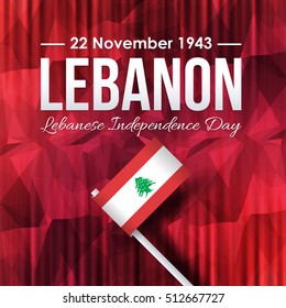 Lebanese Independence Day Low Poly Style Background. Lebanon Flag and Vector Elements National Concept Greeting Card, Poster or Web Banner Design