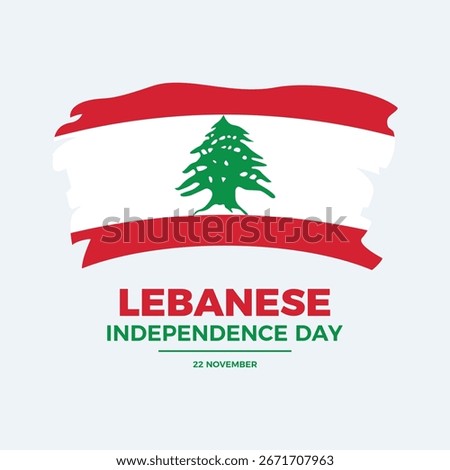 Lebanese Independence Day poster vector illustration. Grunge flag of Lebanon icon vector. Paintbrush Lebanese Flag symbol. Template for background, banner, card. 22 November. Important day