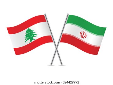 Lebanese and Iranian flags. Vector illustration.