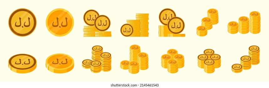 Lebanese Pound Coin Icon Set