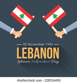 Lebanese Republic National Celebration Card, Flat Background, Badges Vector Template 