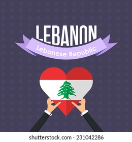 Lebanese Republic National Celebration Card, Flat Background, Badges Vector Template 