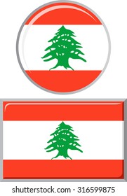 Lebanese round and square icon flag. Vector illustration Eps 8.
