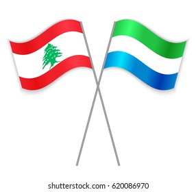 Lebanese and Sierra Leonean crossed flags. Lebanon combined with Sierra Leone isolated on white. Language learning, international business or travel concept.