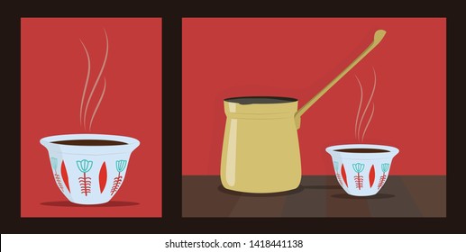 Lebanese traditional coffee cup and drip | coffee pot svg