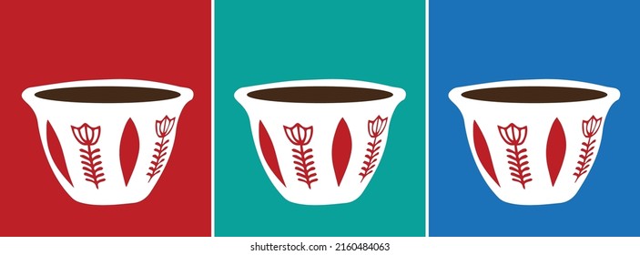 Lebanese, Turkish traditional coffee cup illustration