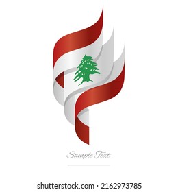 Lebanon abstract 3D wavy flag red white green modern Lebanese ribbon torch flame strip logo icon vector