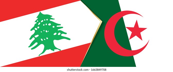 Lebanon and Algeria flags, two vector flags symbol of relationship or confrontation.