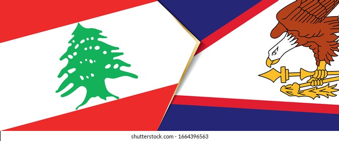 Banderas del Líbano y de Samoa Americana, dos banderas vectoriales símbolo de relación o enfrentamiento.