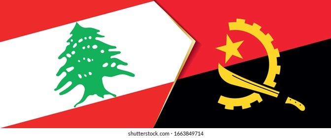 Lebanon and Angola flags, two vector flags symbol of relationship or confrontation.
