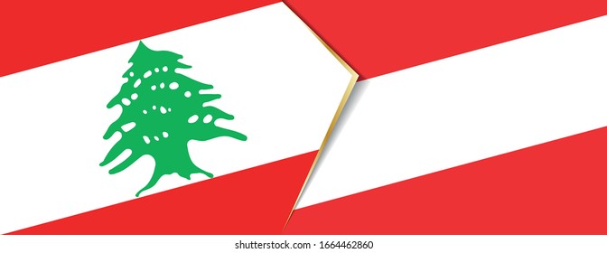 Banderas del Líbano y Austria, dos banderas vectoriales símbolo de relación o enfrentamiento.