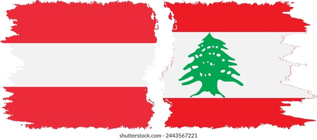 Lebanon and Austria grunge flags connection, vector