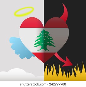 Lebanon background of a heart half demon half angel