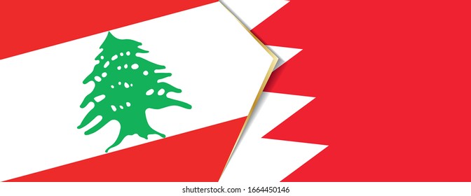 Lebanon and Bahrain flags, two vector flags symbol of relationship or confrontation.