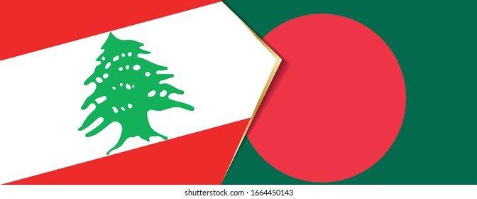 Banderas del Líbano y Bangladesh, dos banderas vectoriales símbolo de relación o confrontación.