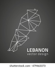 Lebanon black vector contour map