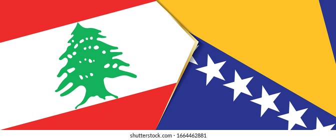 Lebanon and Bosnia and Herzegovina flags, two vector flags symbol of relationship or confrontation.