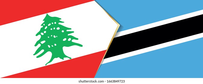 Lebanon and Botswana flags, two vector flags symbol of relationship or confrontation.