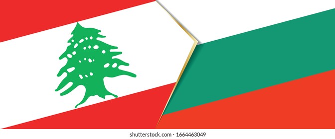 Lebanon and Bulgaria flags, two vector flags symbol of relationship or confrontation.