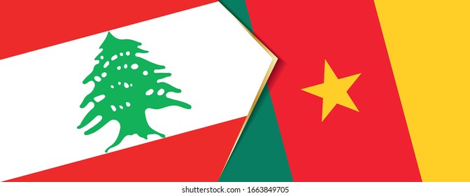 Lebanon and Cameroon flags, two vector flags symbol of relationship or confrontation.